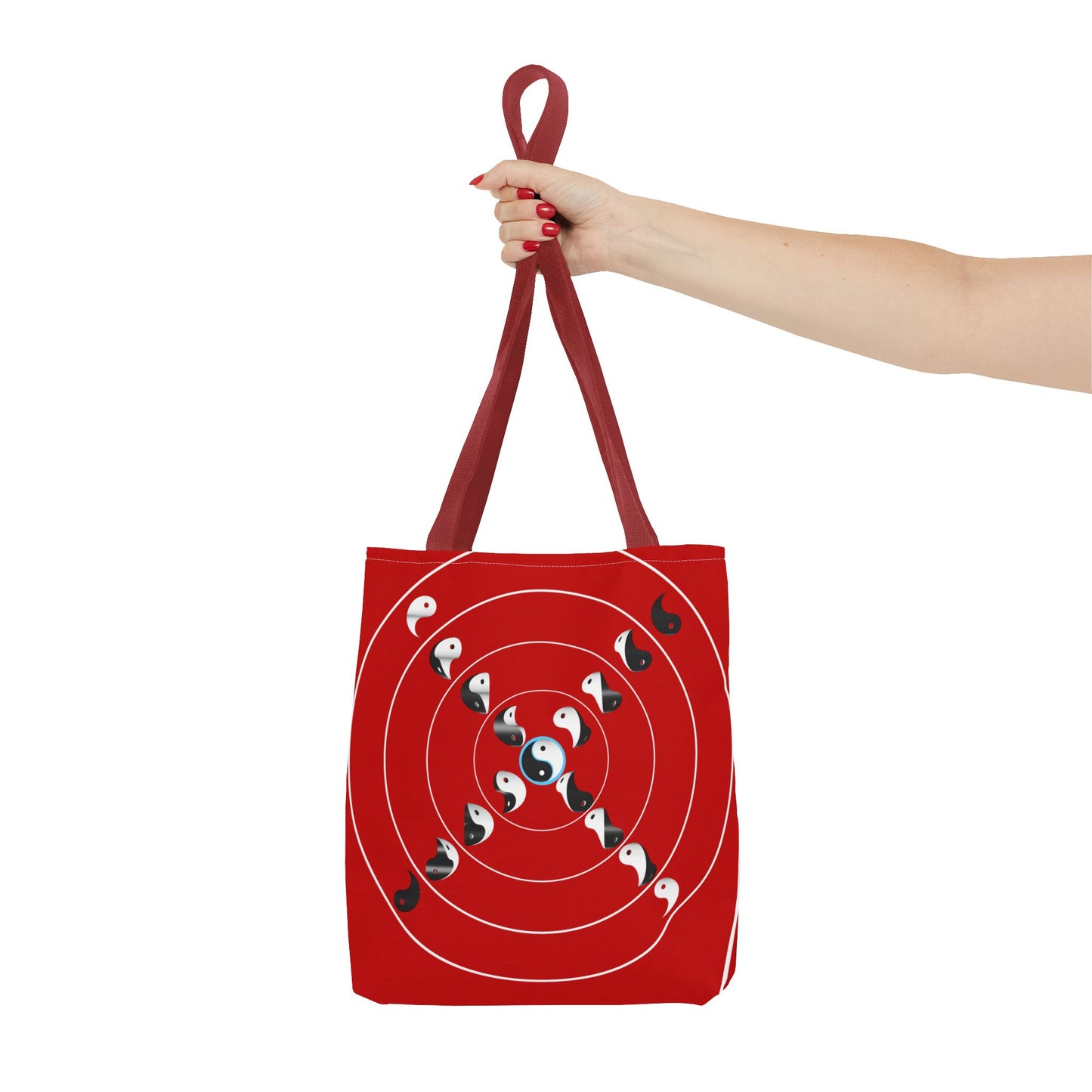 Transforming Yin-Yang on a Target Pattern with Life Balance in the Middle, Tote Bag