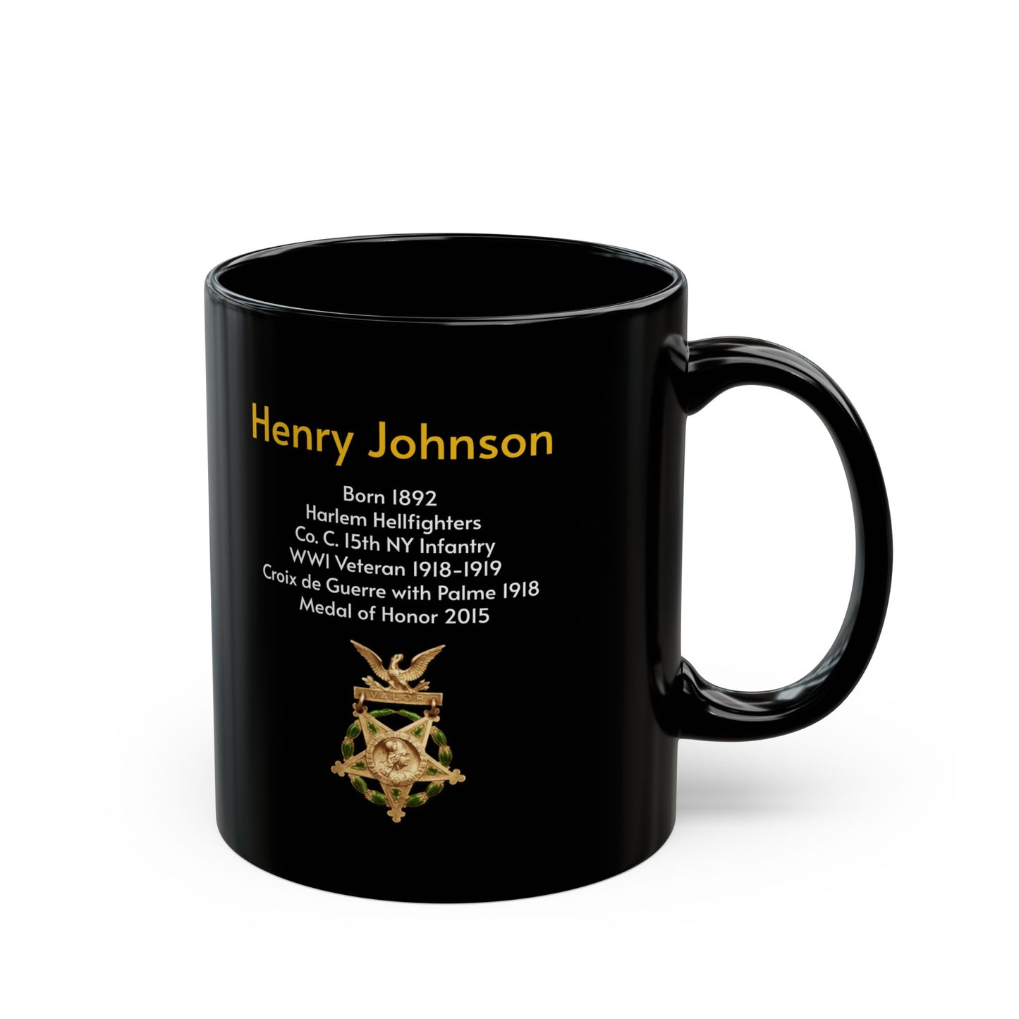Mug with Henry Johnson, WWI Hero from the Harlem Hellfighters, Medal of Honor Winner