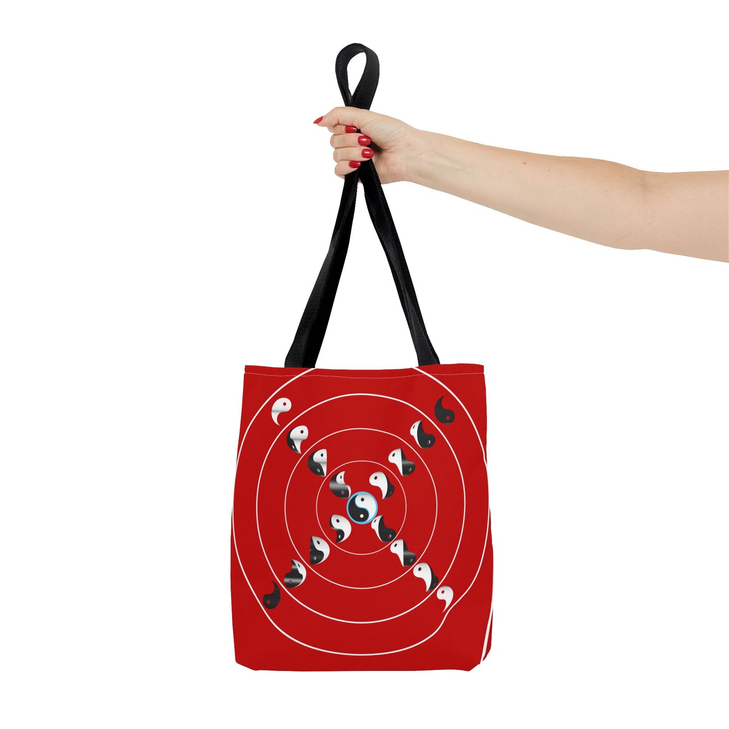 Transforming Yin-Yang on a Target Pattern with Life Balance in the Middle, Tote Bag