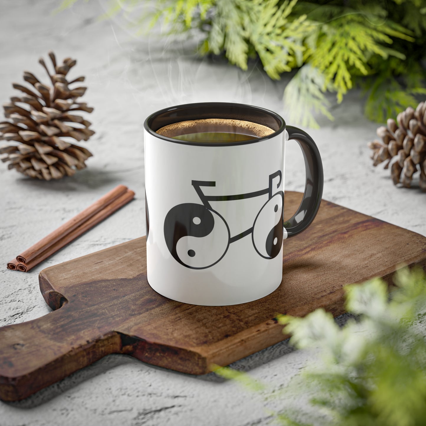 Mug with Yinyang Cycling Design