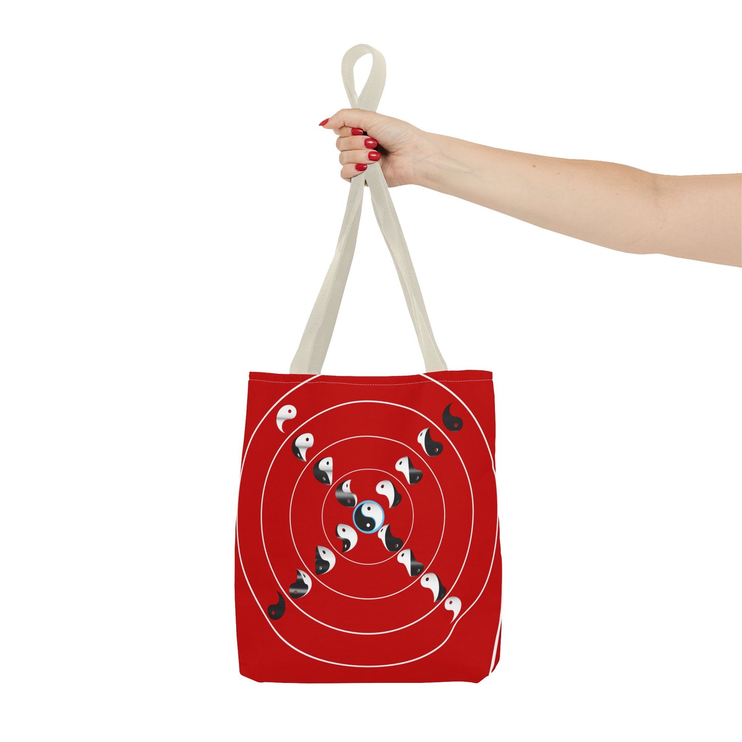 Transforming Yin-Yang on a Target Pattern with Life Balance in the Middle, Tote Bag