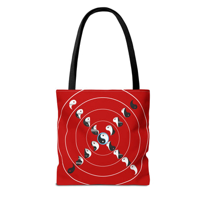 Transforming Yin-Yang on a Target Pattern with Life Balance in the Middle, Tote Bag
